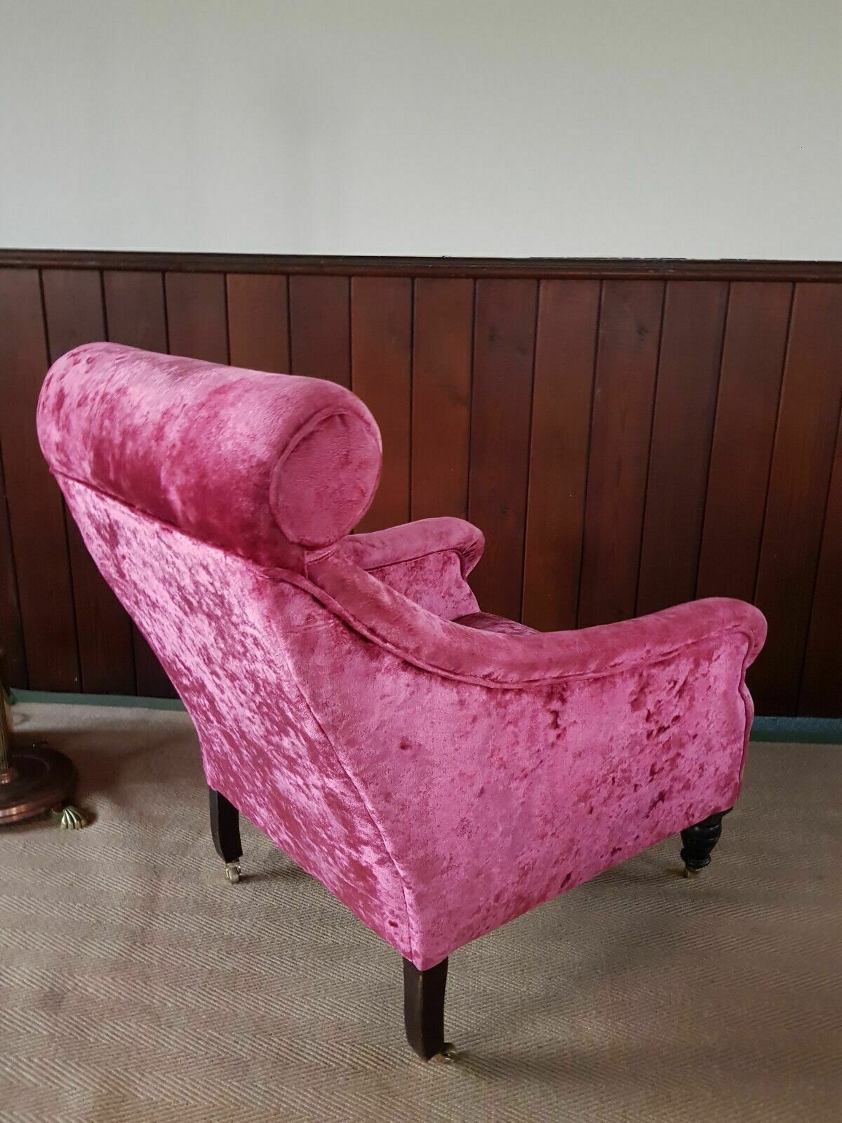 A Stunning Late 19th Century Armchair Reupholstered In Velvet Cloth photo vinterior