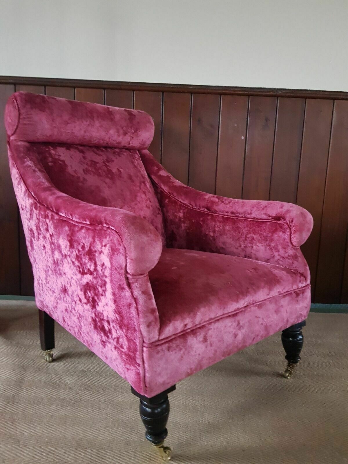 A Stunning Late 19th Century Armchair Reupholstered In Velvet Cloth photo buy
