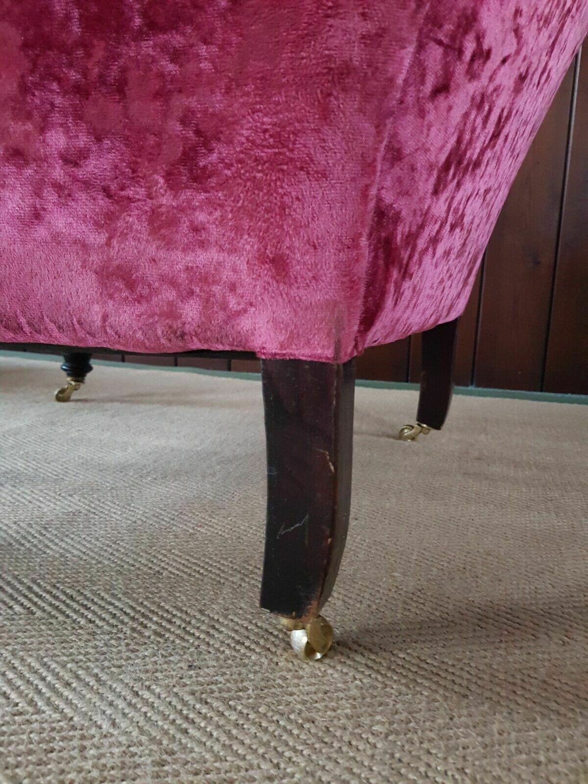 photo for sale A Stunning Late 19th Century Armchair Reupholstered In Velvet Cloth