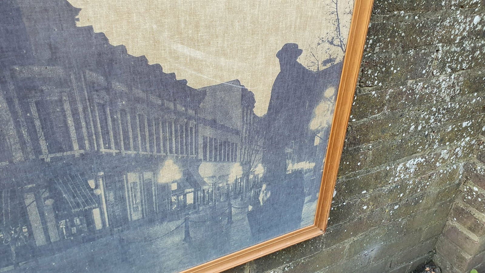 Multi Media Print On Linen/Canvas   Vintage, Large, Framed, Glazed   Townscape photo vinterior