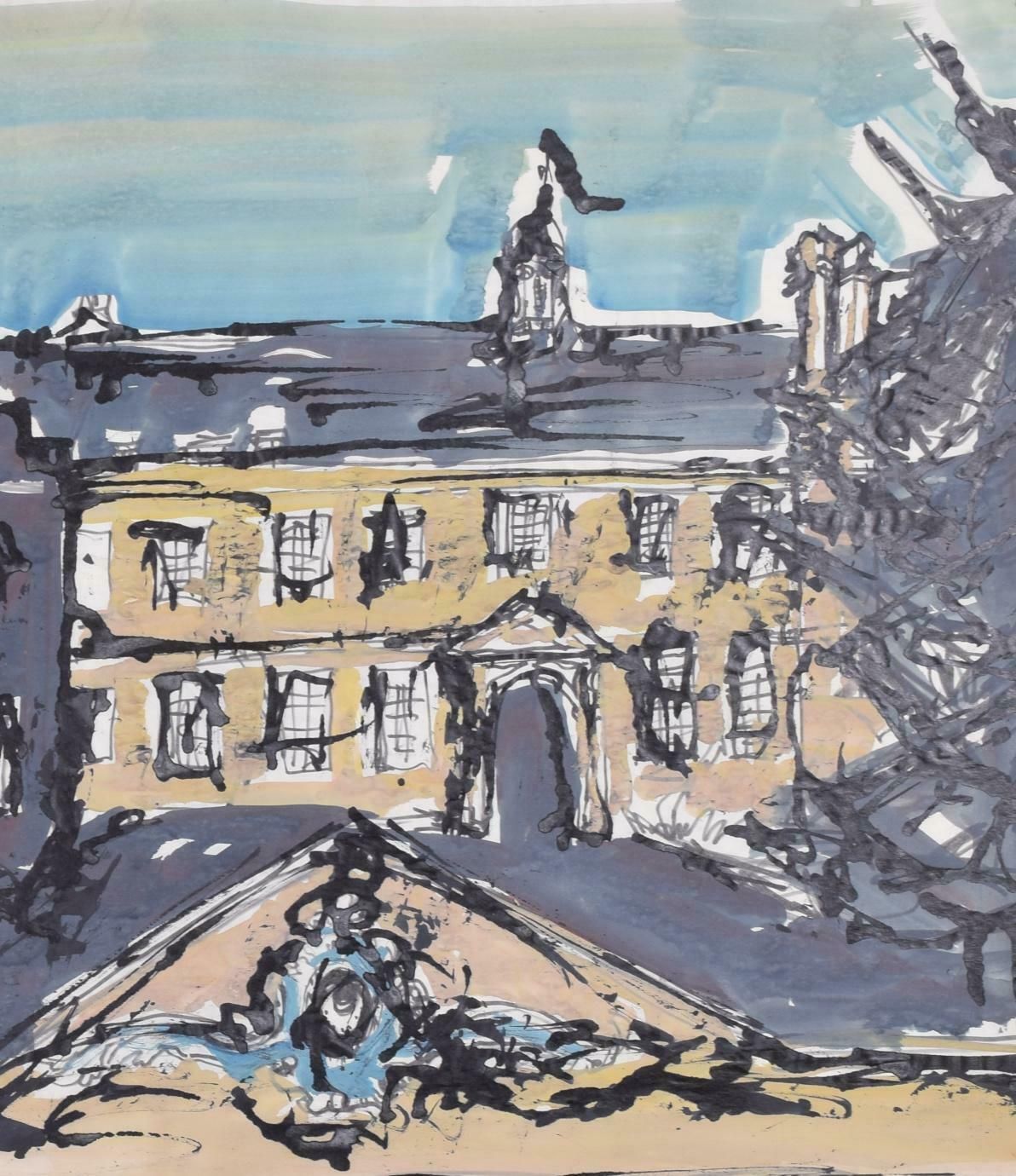 Margaret Souttar Trinity Hall, Cambridge II Painting By Margaret Souttar 1960s photo Art