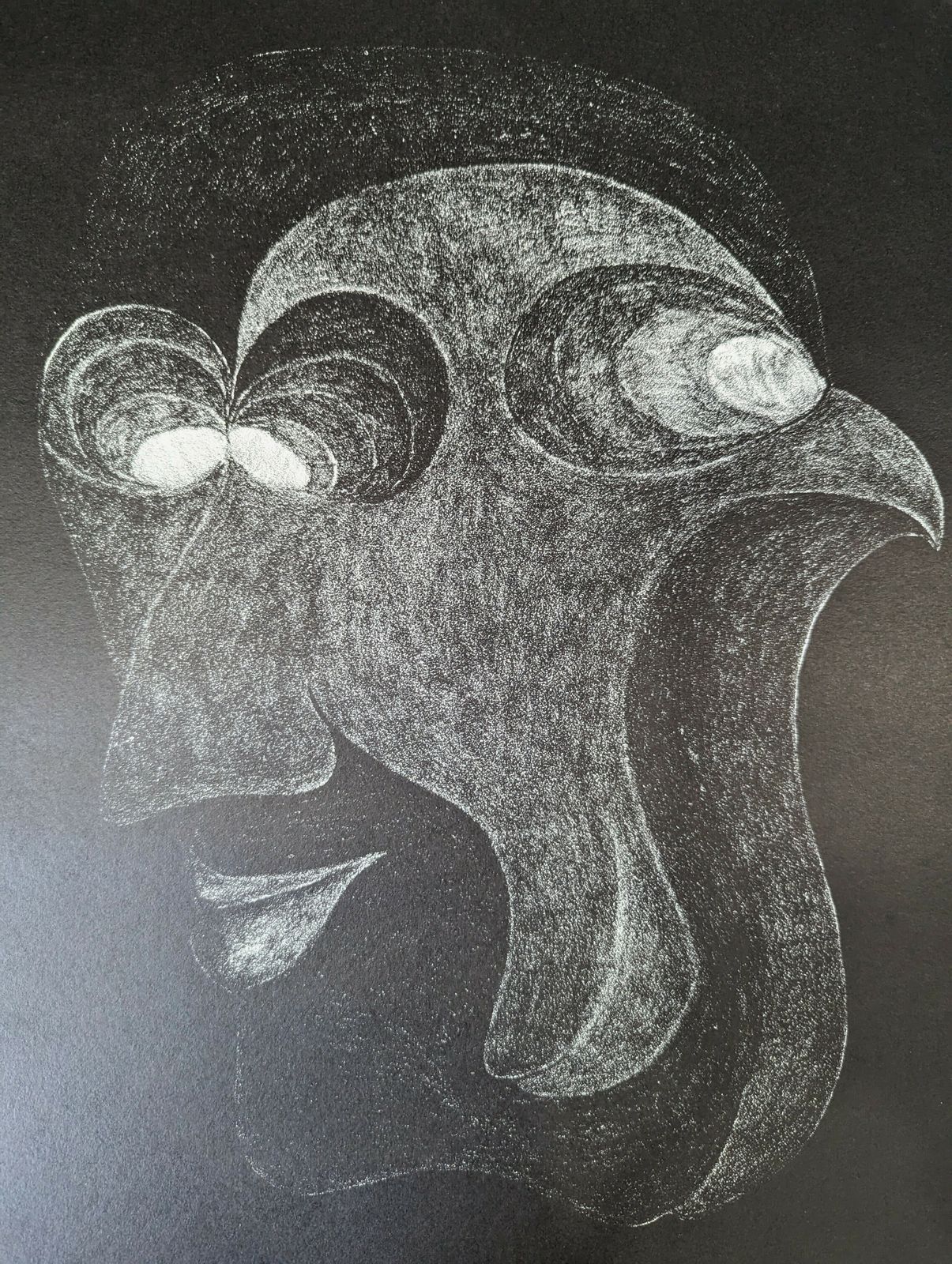 Vintage 1973 Signed Limited Edition Abstract Swedish Lithograph, Unframed   Two Faces photo vinterior
