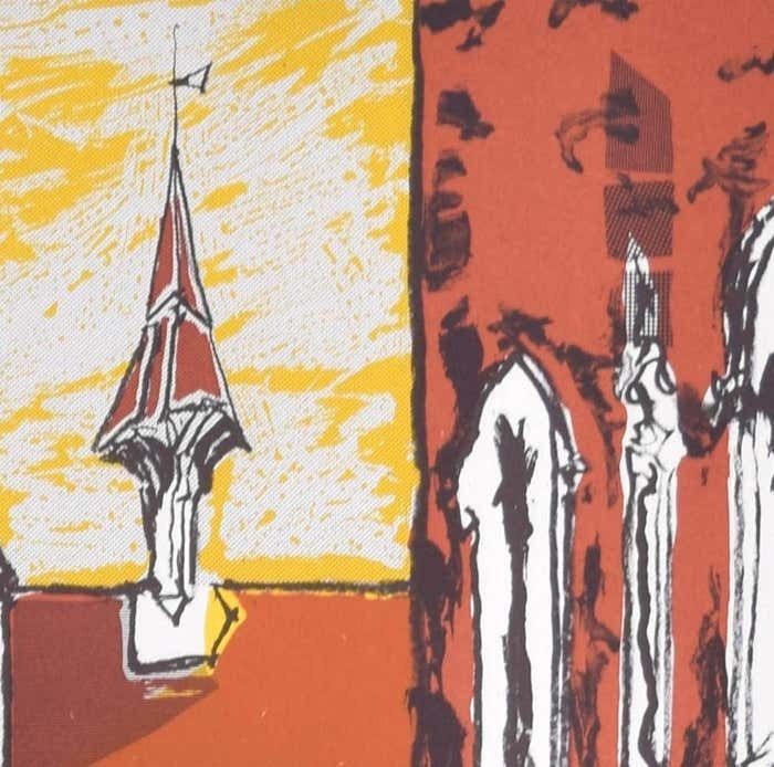 Margaret Souttar Queens' College, Cambridge Lithograph (Signed) By Margaret Souttar 1960s photo vinterior