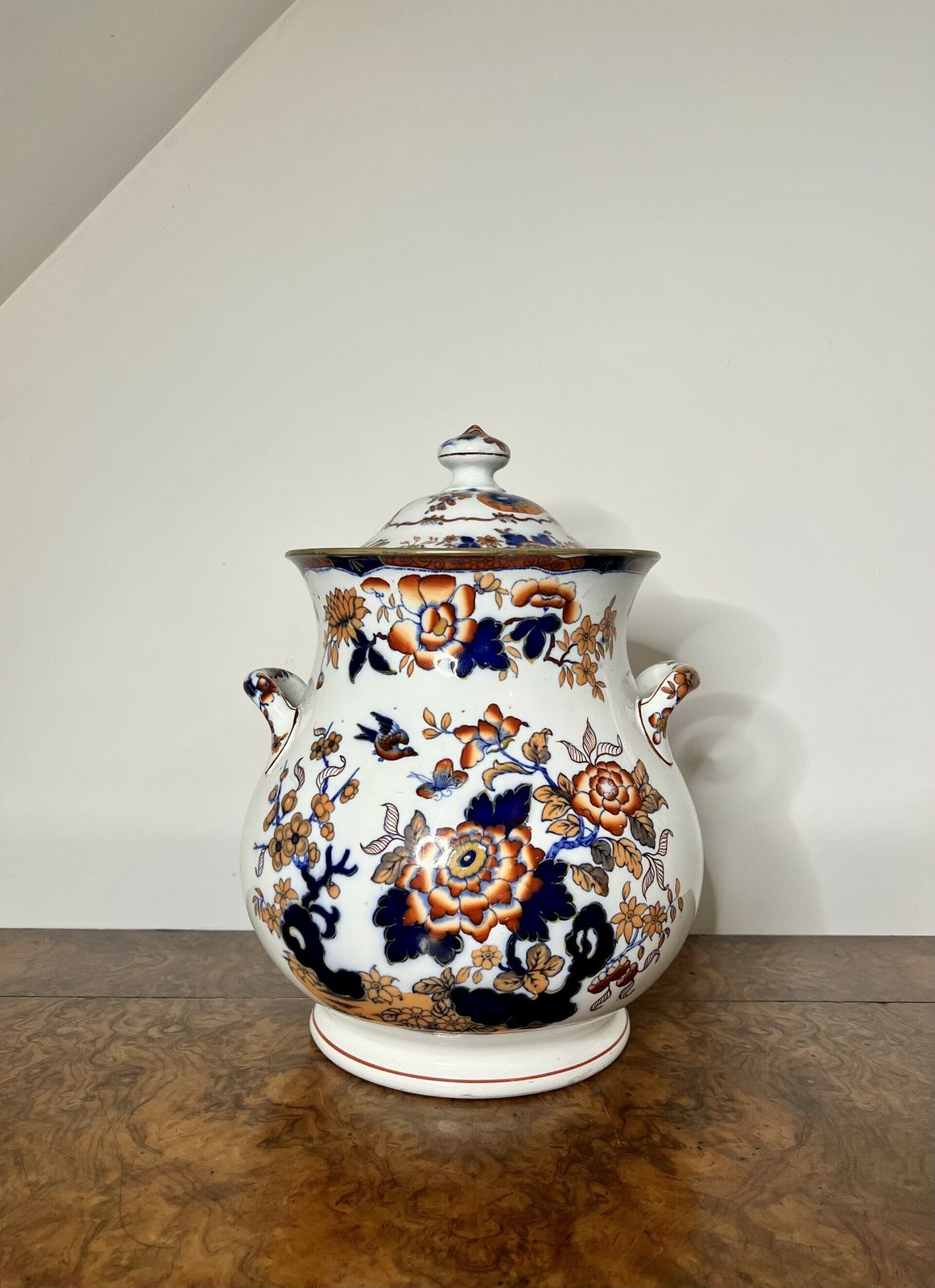 Unusual Large Antique Japanese Imari Lidded Vase photo Home Decor