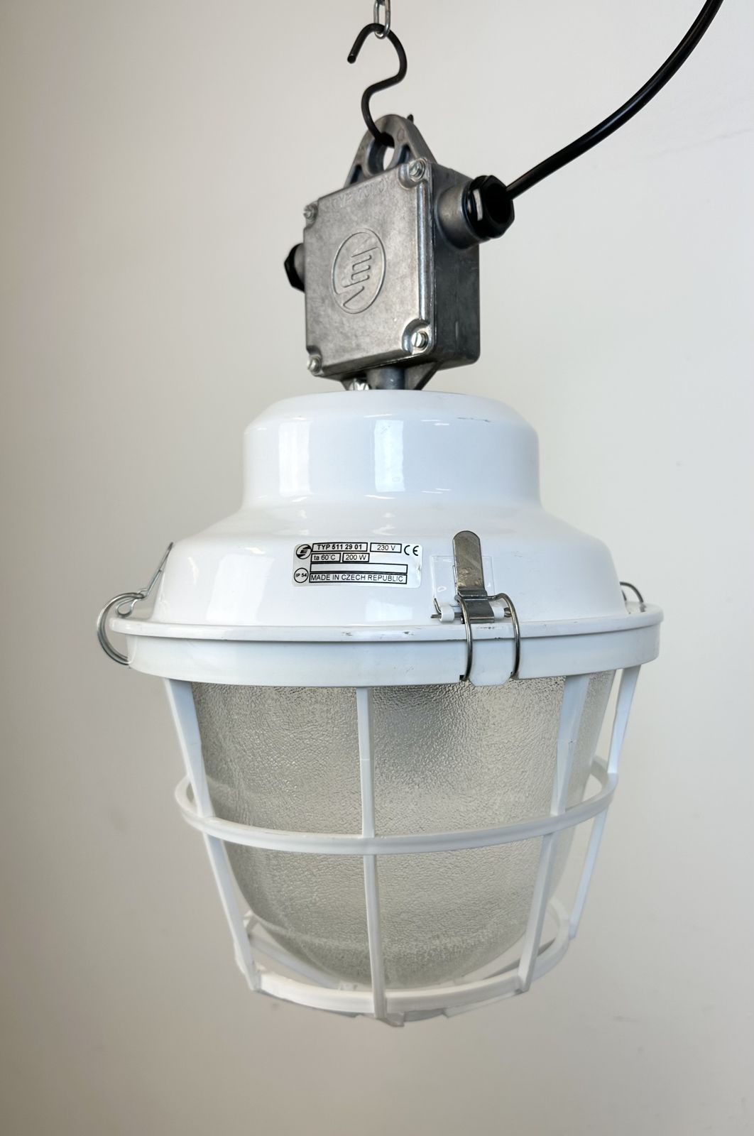 photo buy White Industrial Factory Light With Plastic Grid From Elektrosvit, 1990s, 16x