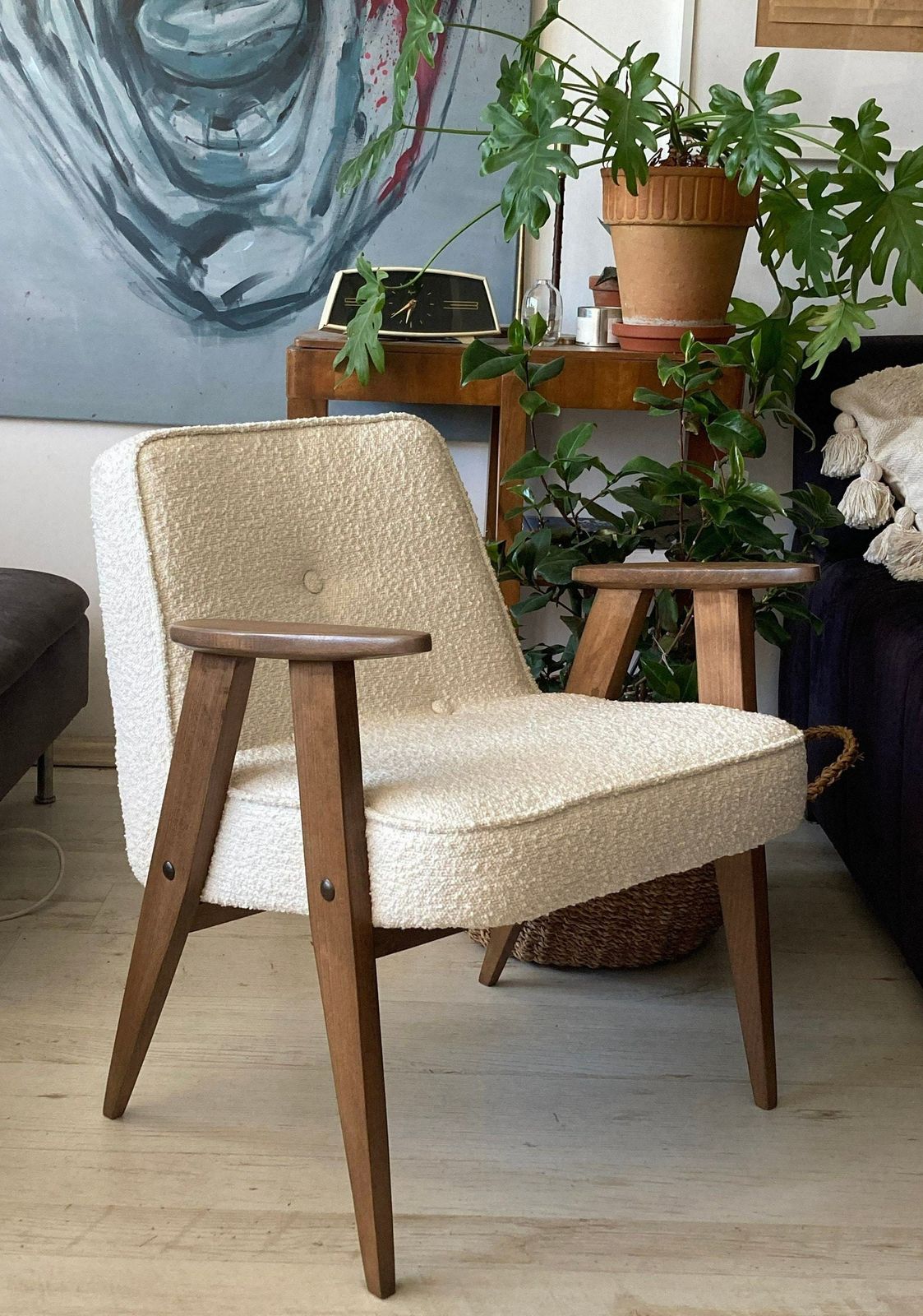 Original Polish Mid Century 366 Chair Designed In 1962 By J. Chierowski. Boucle Fabric. Personalization photo buy