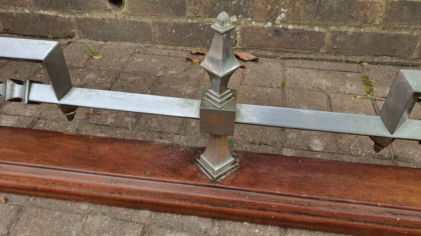Large Vintage Chrome And Hardwood Fender Mid European Gothic Arts And Crafts Art Nouveau Deco photo vintage