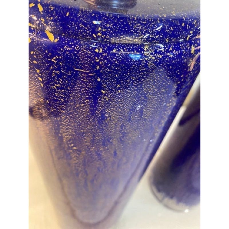 A Pair Of 2000s Blue And Gold Table Lamp photo vinterior