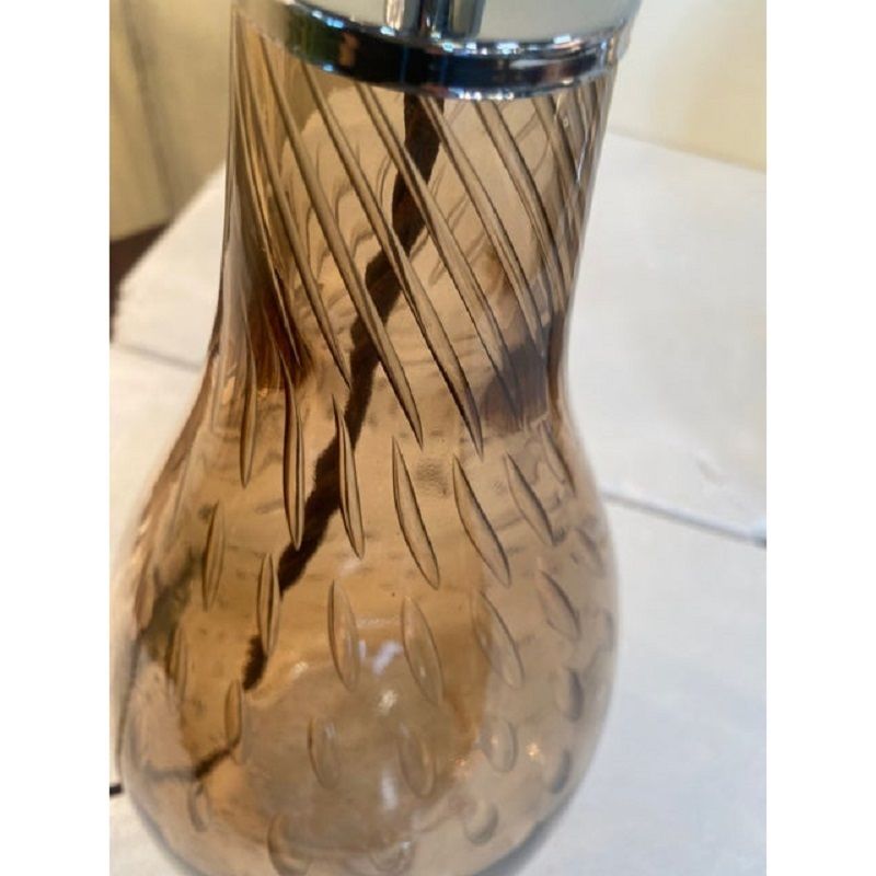 Pair Of Contemporary Fumè Table Lamps Murano Glass photo vintage