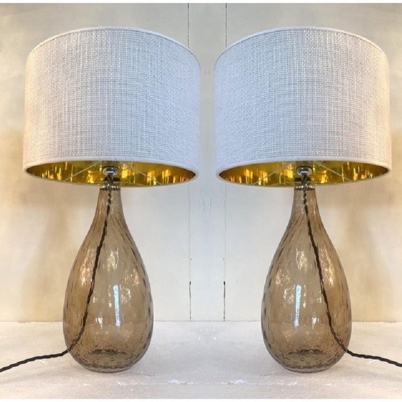 photo furniture Pair Of Contemporary Fumè Table Lamps Murano Glass