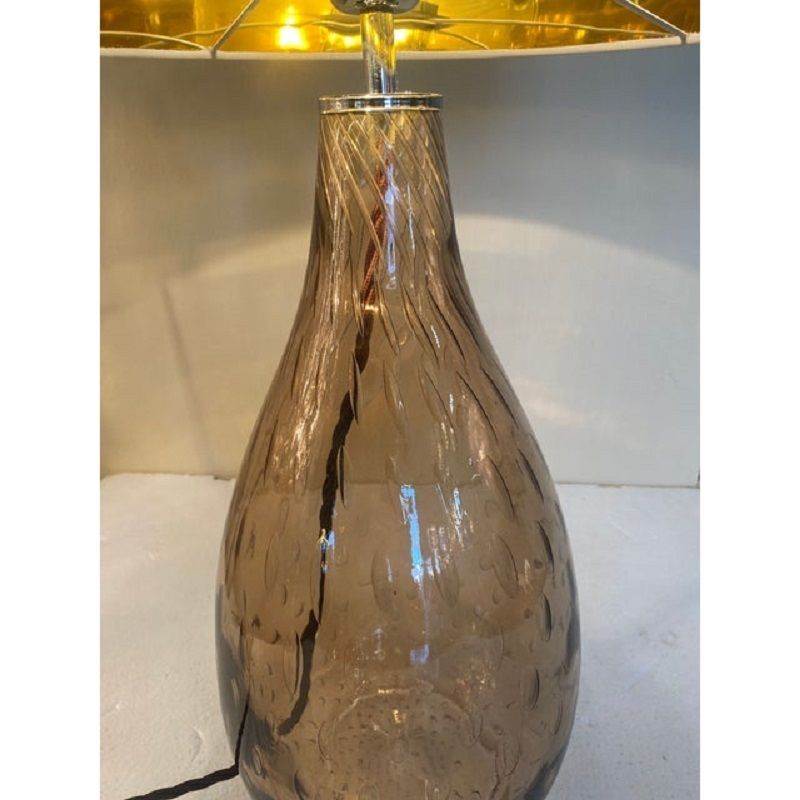 Lighting Pair Of Contemporary Fumè Table Lamps Murano Glass photo