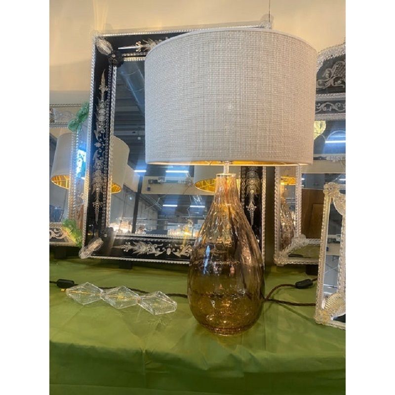 6800.0 Pair Of Contemporary Fumè Table Lamps Murano Glass photo
