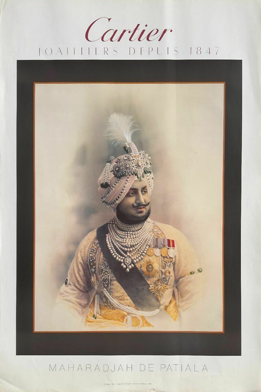 Cartier Vintage Advertentieposter Maharajah Of Patiala 1985