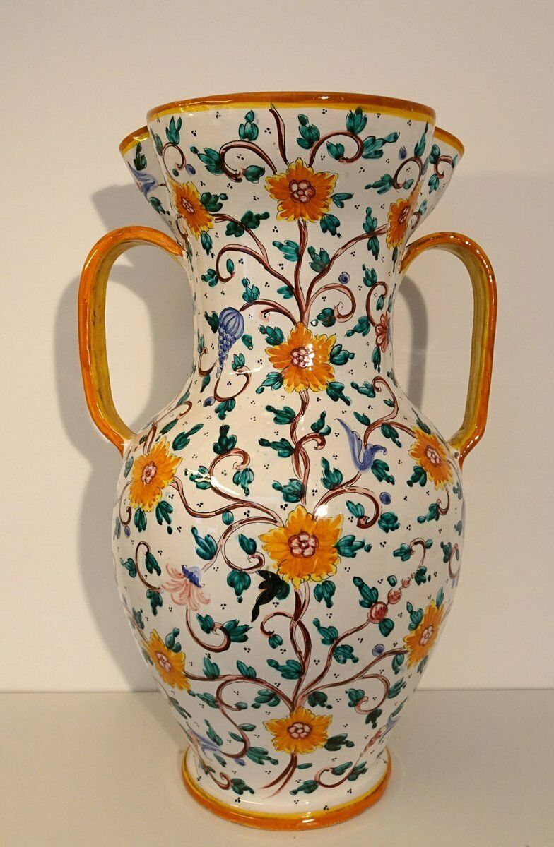 Italian Vase Majolica Ceramic From Proffessor Alfredo Santarelli, Perugia, Italy, 1950s photo buy