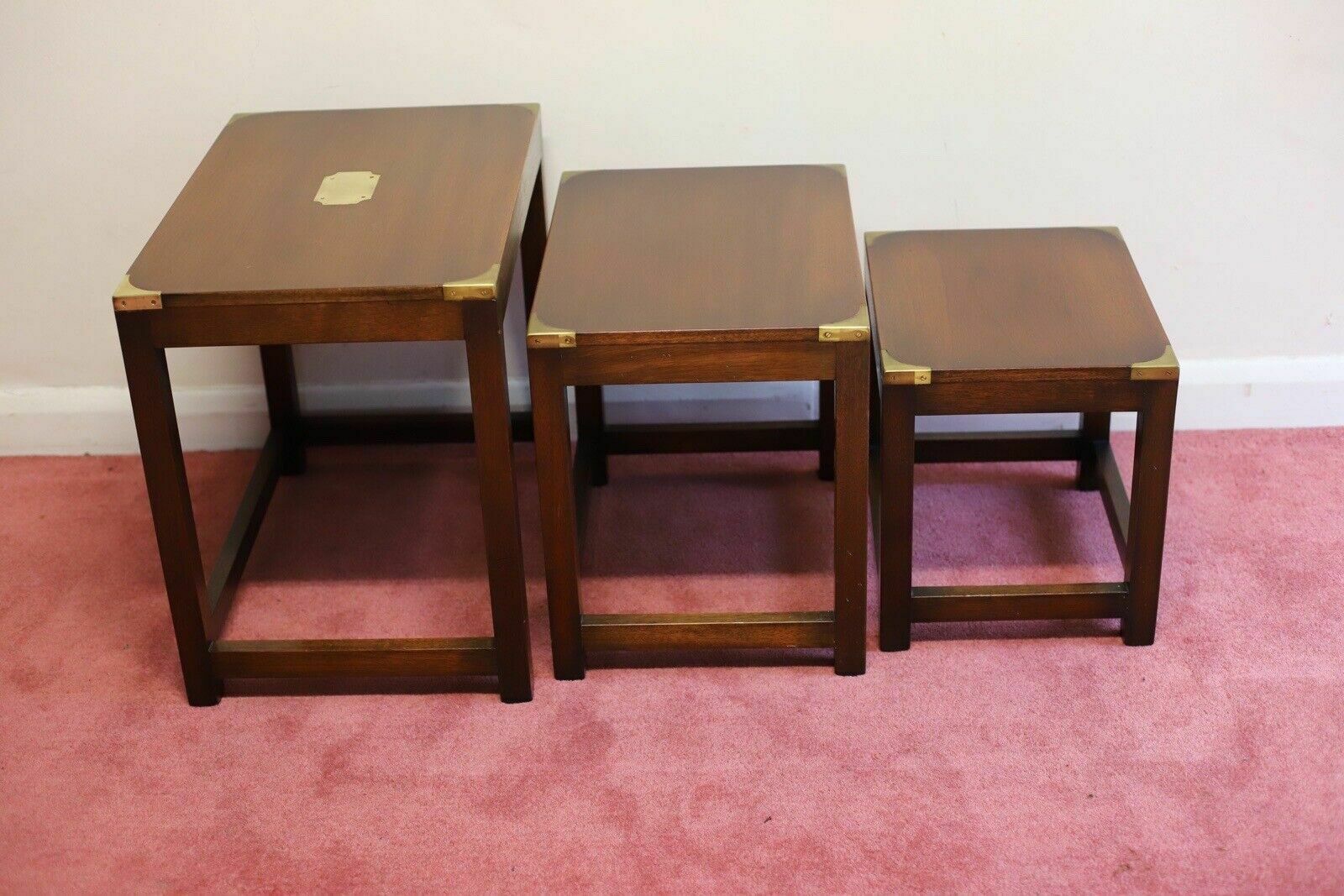 595.0 Military Campaign Style Nest Of Three Tables photo