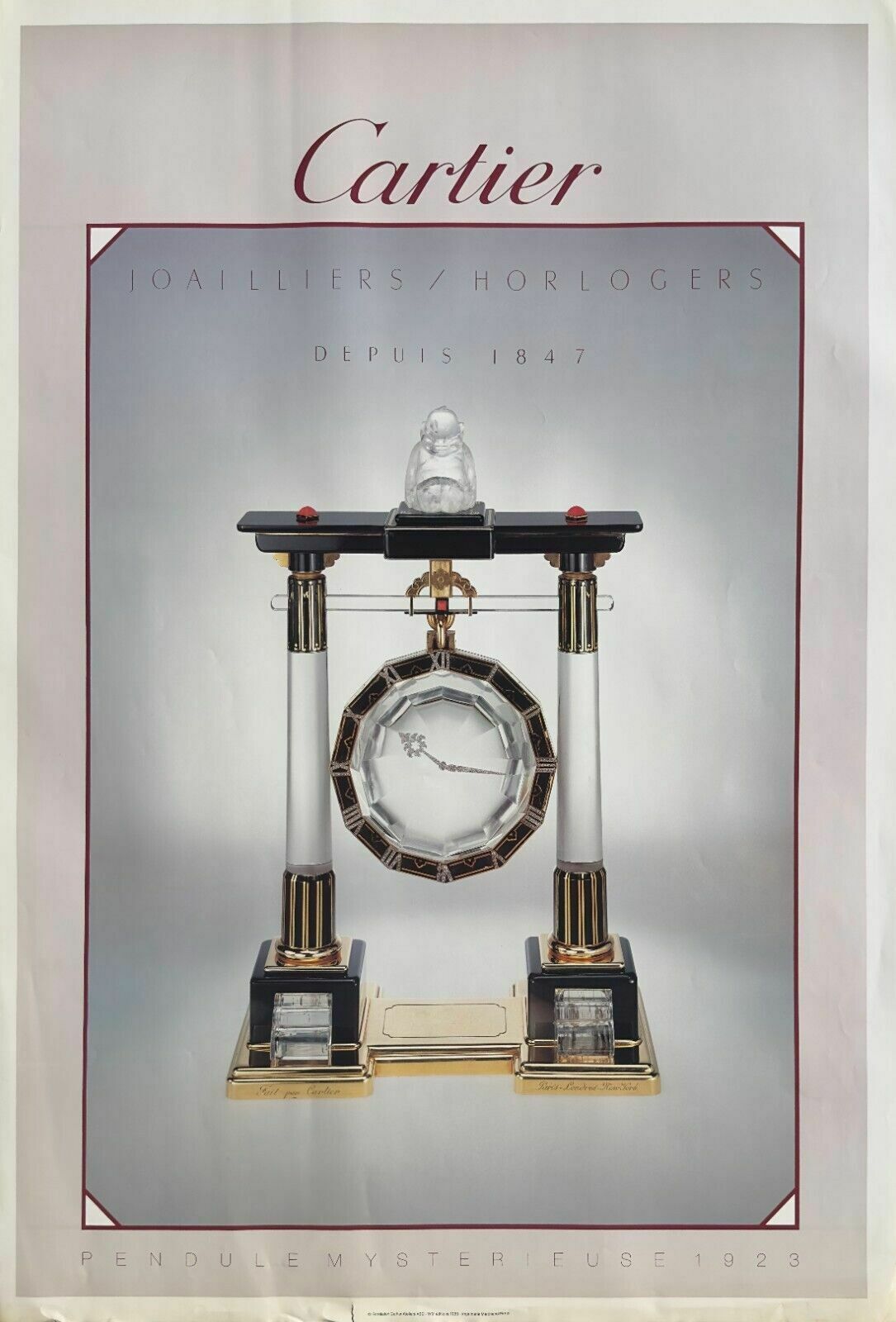 Cartier   Vintage Poster Clock Mysterious Pendulum 1923   99x68 Cm 1985