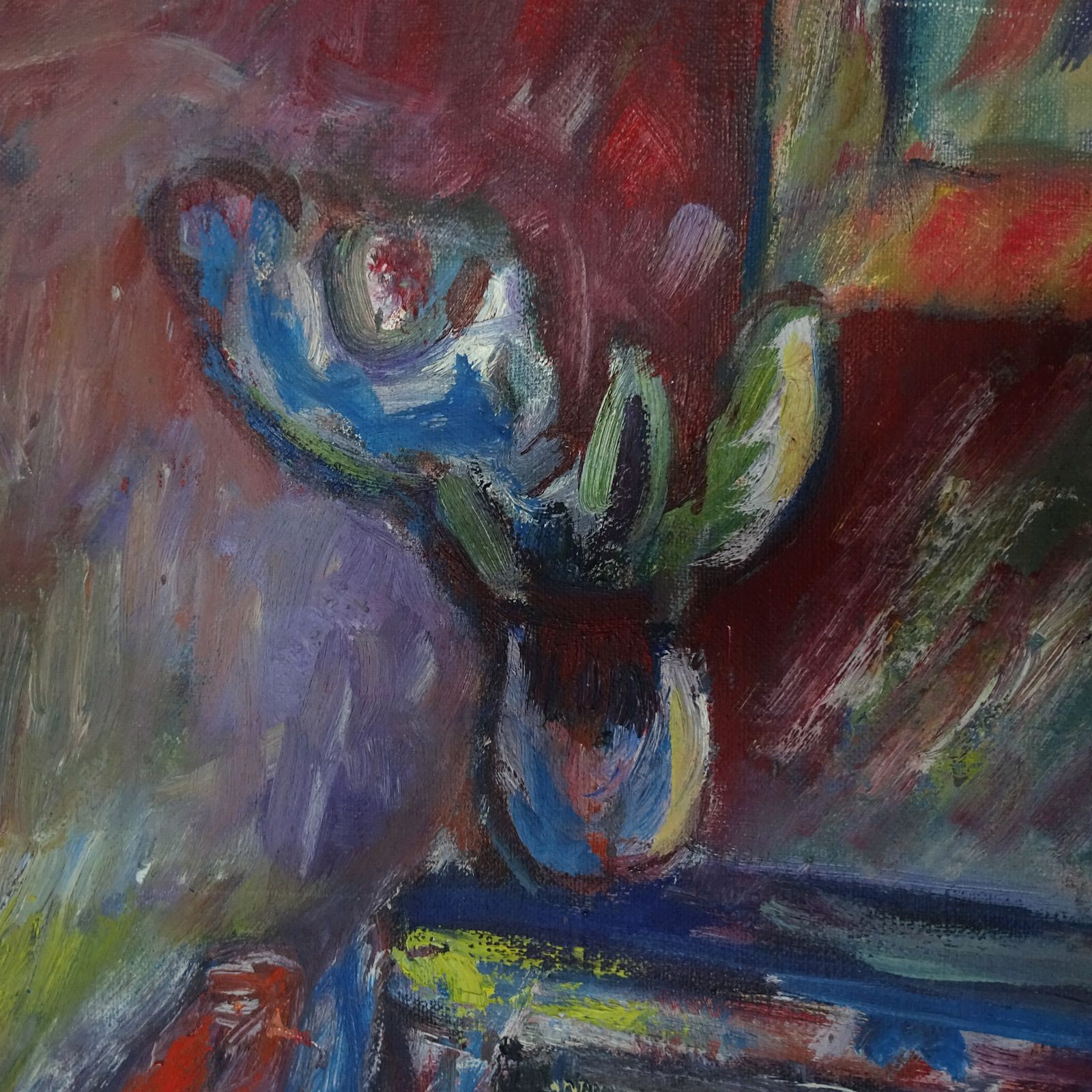 Intense 1968 Signed French Interior Oil Painting: David Messer photo furniture