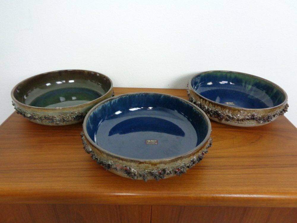 584.0 Glit Lava Ceramics Bowls & Vases By Ragnar Kjartansson, 1960s, Set Of 7 photo