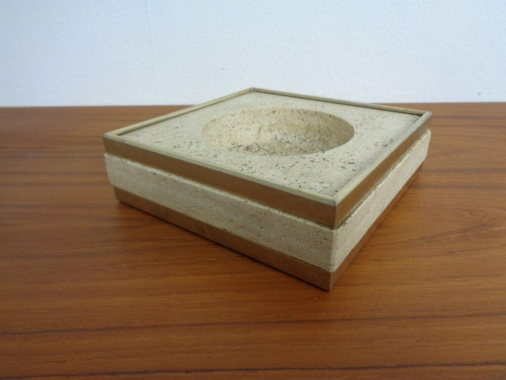 photo furniture Travertin & Brass Ashtray By Fratelli Mannelli, Italy, 1970s