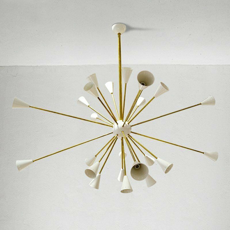 Italian Brass And Ivory Sputnik Chandelier, 1950s photo furniture