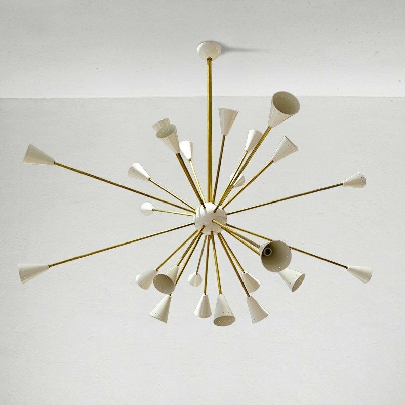 Italian Brass And Ivory Sputnik Chandelier, 1950s photo for sale