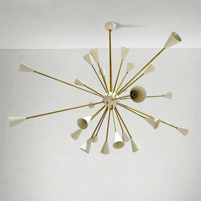 Italian Brass And Ivory Sputnik Chandelier, 1950s photo buy