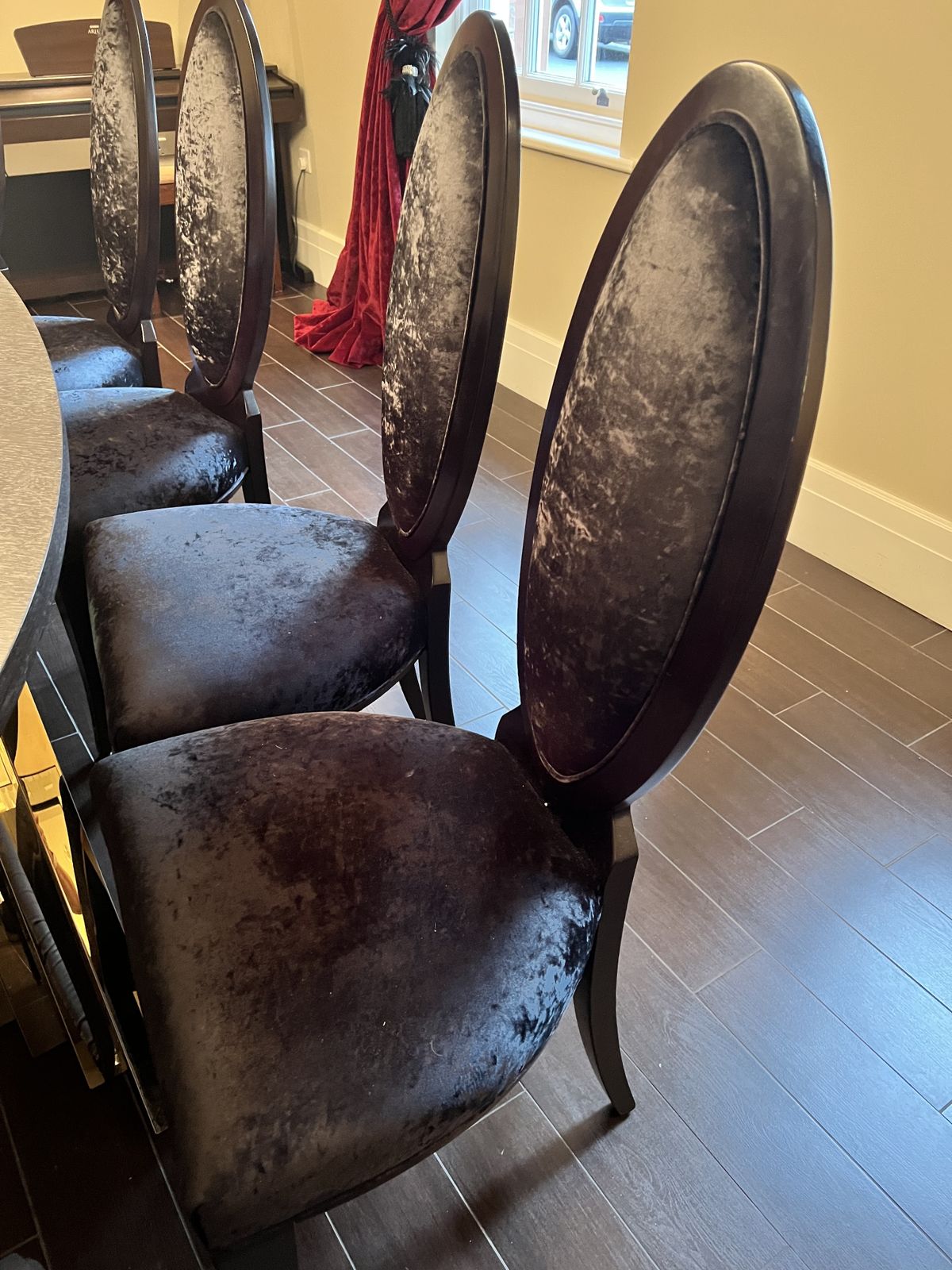 Wychwood Black Oak Dining Table With 8 Tall Sumptuous Dining Chairs photo Furniture