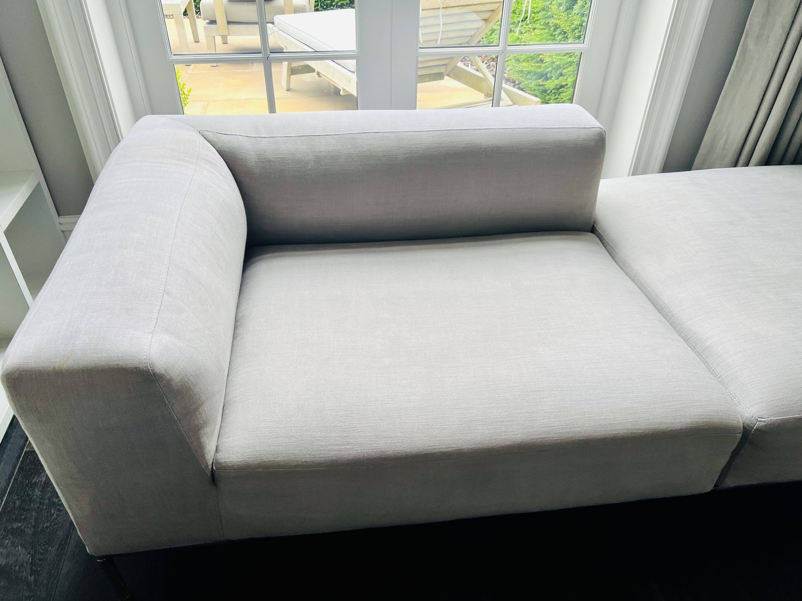 B&B Italia Michel Effe Chaise Longue Sofa In Pale Grey Fabric, Super Comfortable