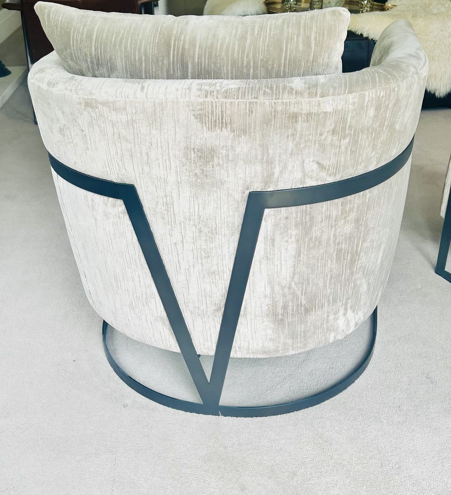 A Pair Of Harlow Metal Base Cushion Chairs, Immaculate Condition Rrp £1290 Each photo Furniture