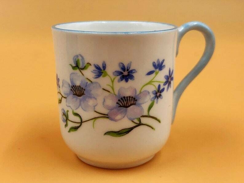 Shelley China Blue Rock Miniature Cabinet Demitasse Cup & Saucer. Duo. No. 13591. photo for sale