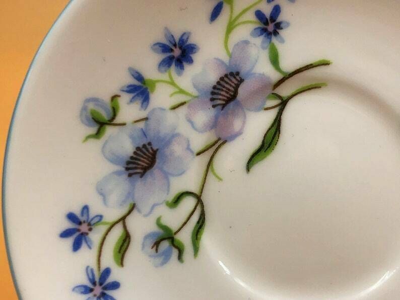 Shelley China Blue Rock Miniature Cabinet Demitasse Cup & Saucer. Duo. No. 13591. photo vinterior