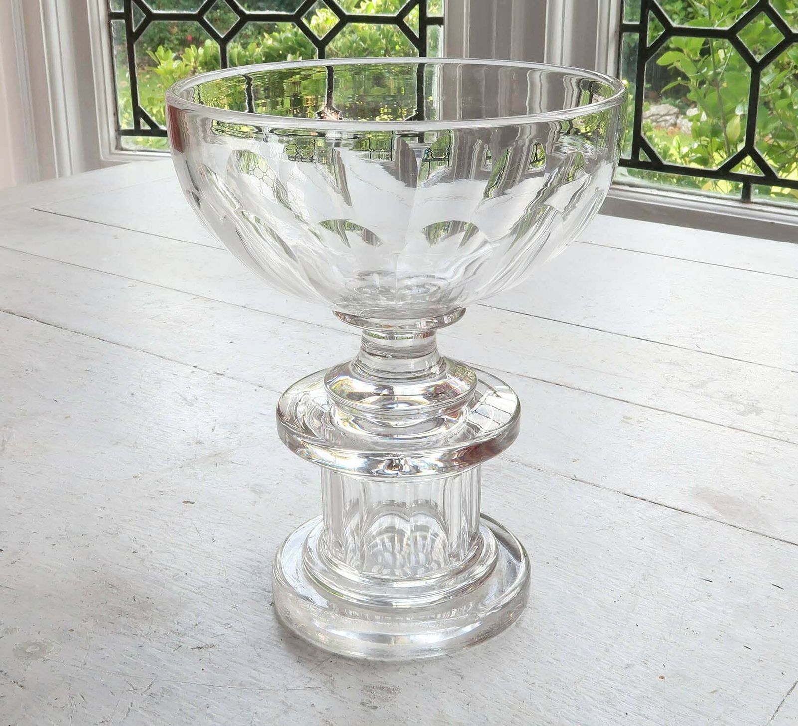 Large Antique Georgian Style Glass Pedestal Bowl, English, 19th Century photo furniture