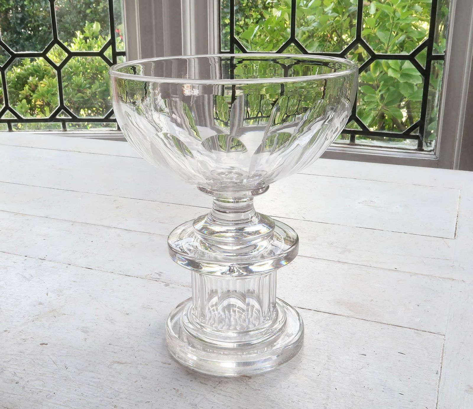 Large Antique Georgian Style Glass Pedestal Bowl, English, 19th Century photo Home Decor