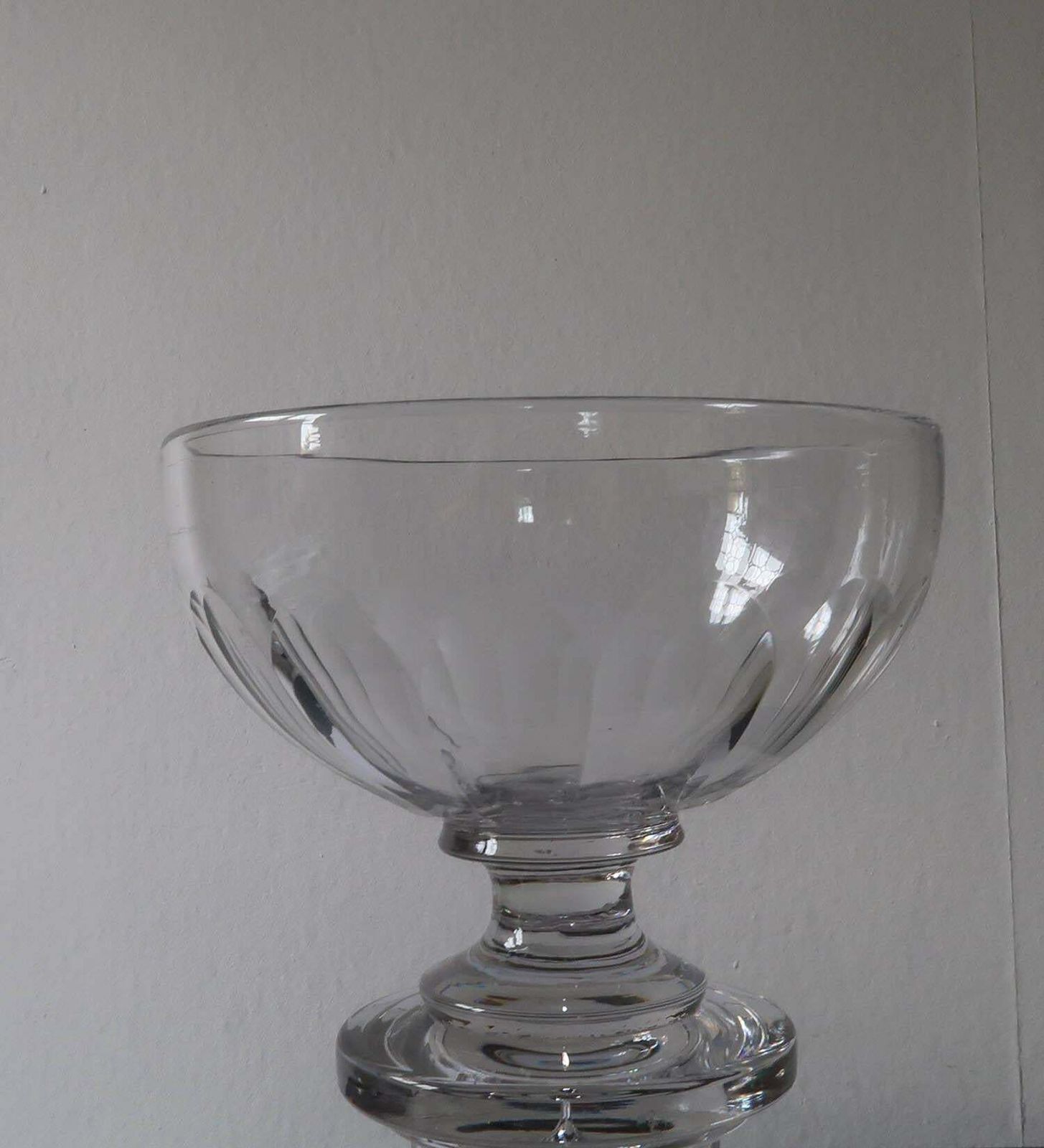 Large Antique Georgian Style Glass Pedestal Bowl, English, 19th Century photo vintage