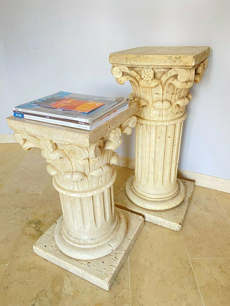 Corinthian Travertine Columns, Italy, 1940s, Set Of 2 photo Home Decor