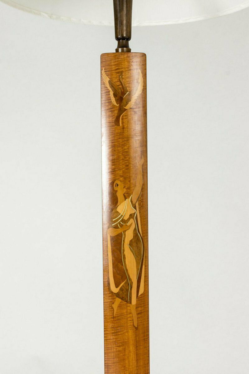 Swedish Modern Floor Lamp From Mjölby Intarsia 1930s photo Lighting