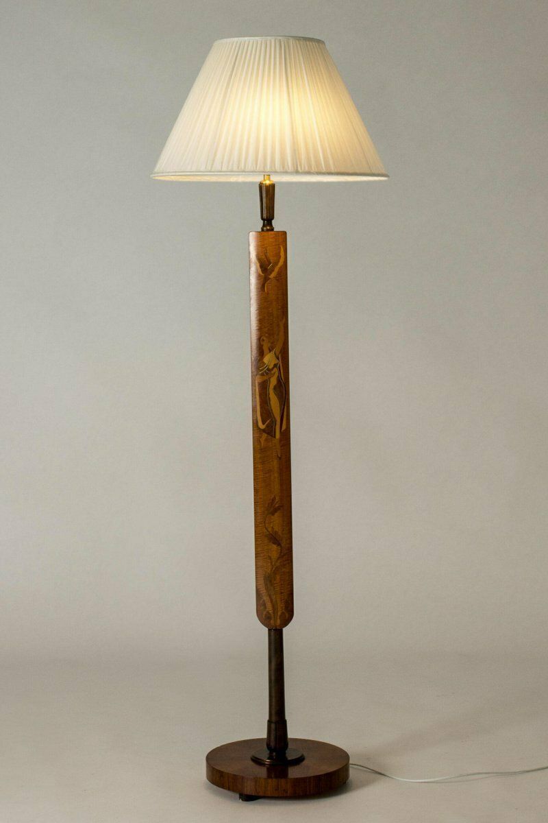 Swedish Modern Floor Lamp From Mjölby Intarsia 1930s photo vintage