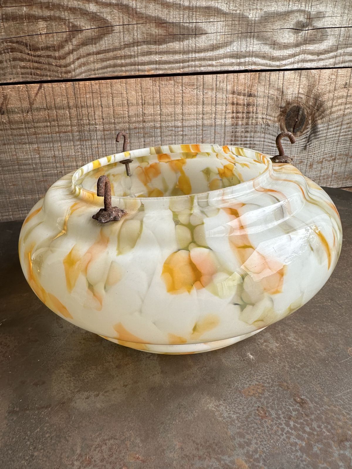 Art Deco Flycatcher Plafonnier Pendant Light Shade In Orange, Green And White photo buy