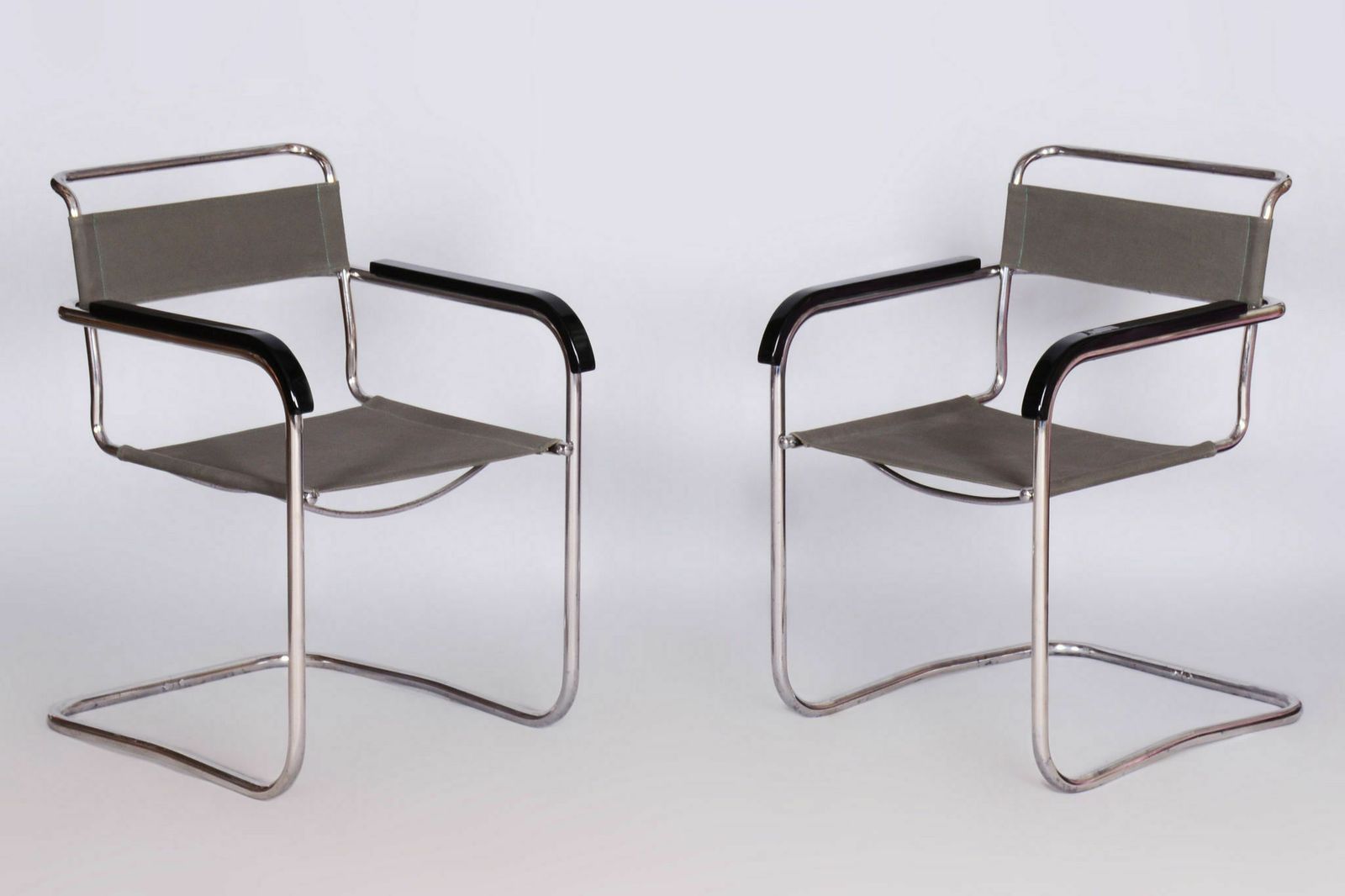 Restored Bauhaus Pair Of Armchairs, By Thonet, By Marcel Breuer, Czech, 1930s