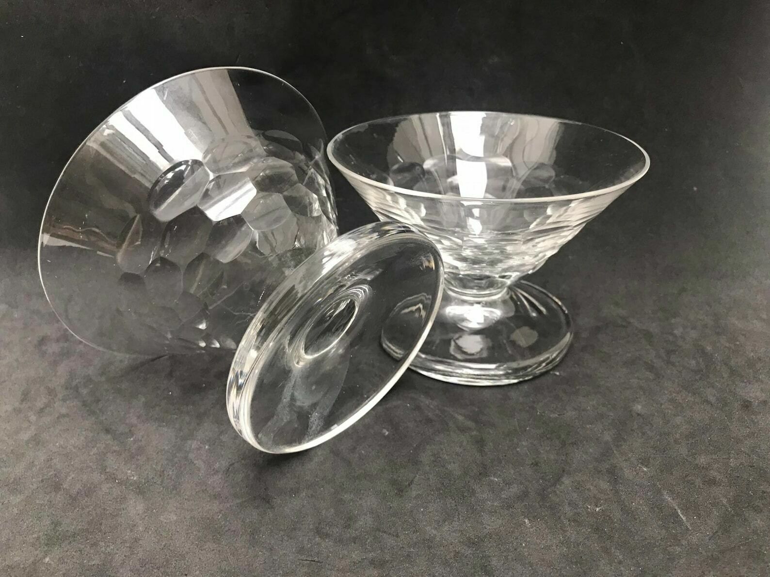 photo furniture Champagne Glasses Set 2 Crystal Val Saint Lambert Ecailles Cocktail Low Sherbet Coupes 1920s Art Deco Vintage Bar Cart Wedding Decor Gift