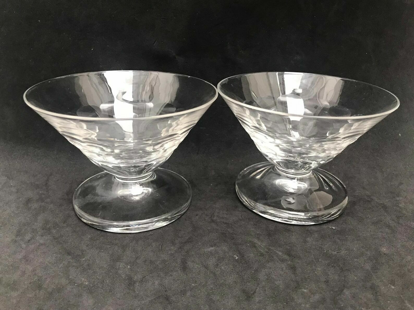photo for sale Champagne Glasses Set 2 Crystal Val Saint Lambert Ecailles Cocktail Low Sherbet Coupes 1920s Art Deco Vintage Bar Cart Wedding Decor Gift