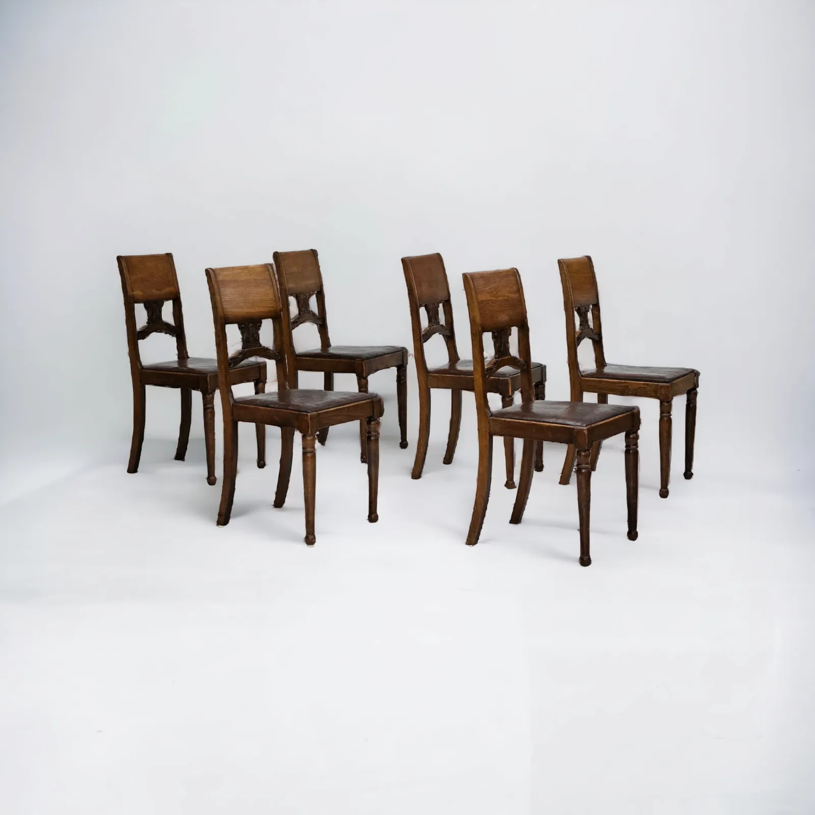 1930s, Set Of 6 Scandinavian Chairs, Original Good Condition.