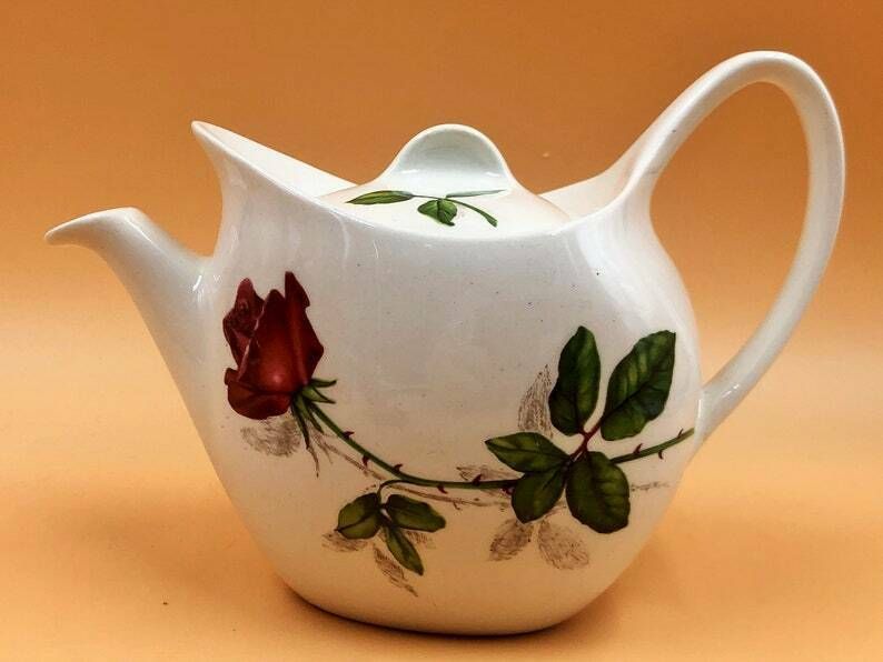 Vintage Midwinter Pottery Stylecraft Fashion Rose Design Tea Pot For 2. 11 61.