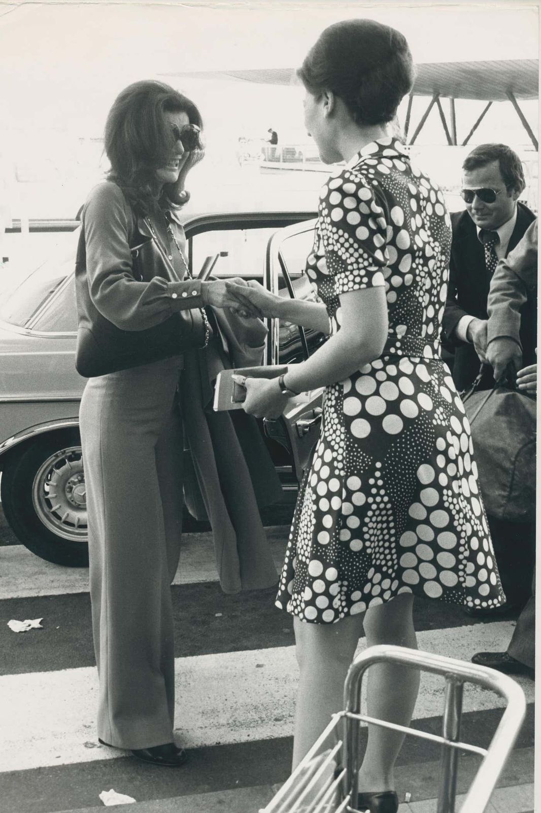 Michel Ginies Jackie Kennedy At The Airport In Paris, France, Circa 1970s