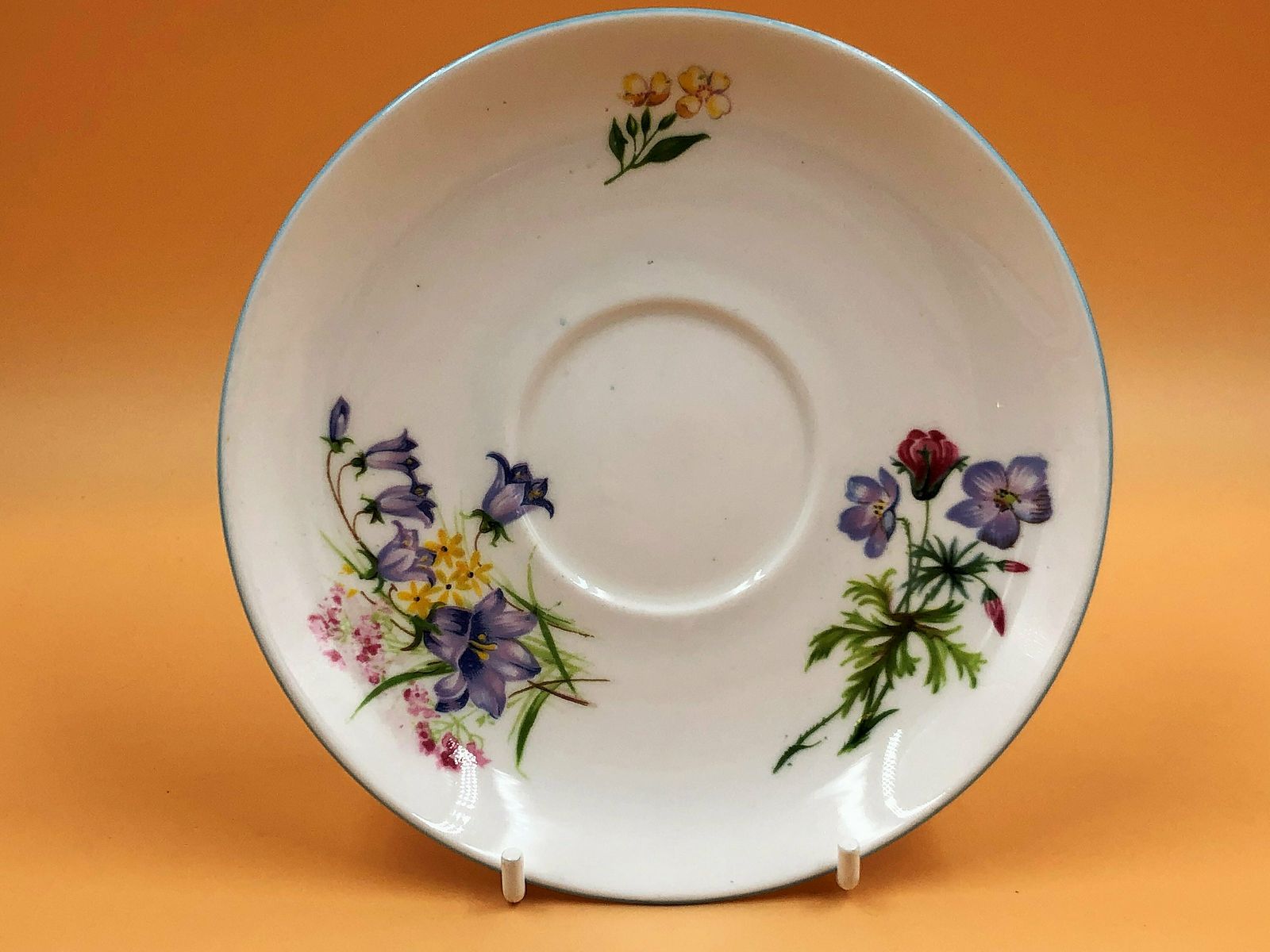 Shelley China Wild Flowers Regent Shape Tea Cup, Saucer And Side Plate Trio. 13668. C1935. photo 50.0