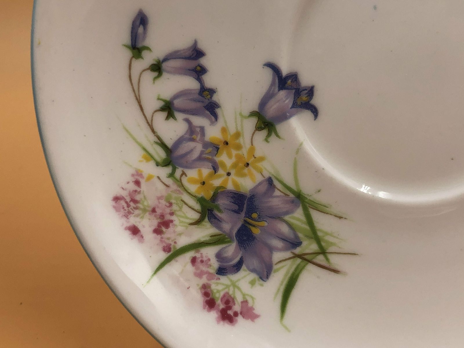 photo furniture Shelley China Wild Flowers Regent Shape Tea Cup, Saucer And Side Plate Trio. 13668. C1935.