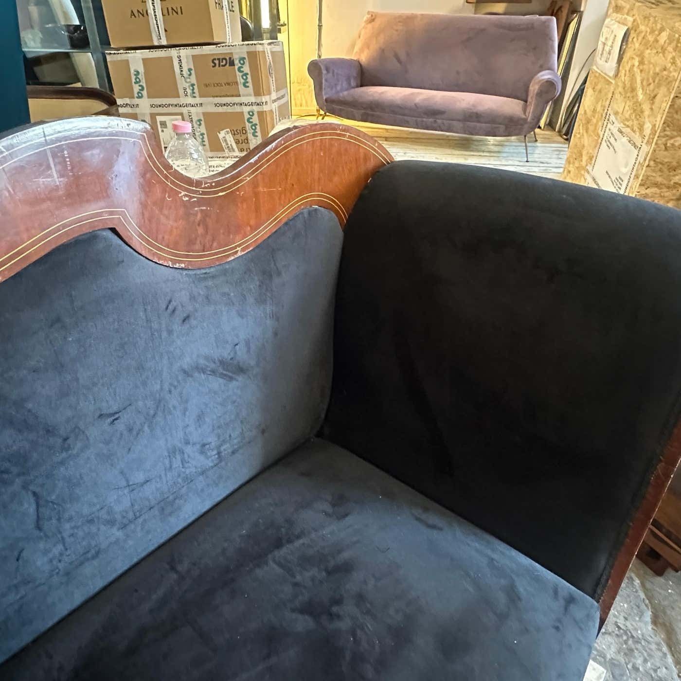 5150.0 C. 1840 Charles X Inlaid Wood And Black Velvet Sicilian Sofa photo