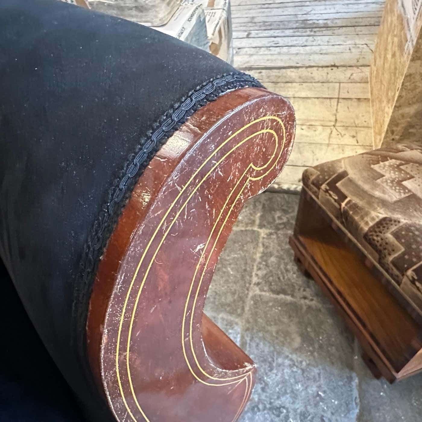 photo vinterior C. 1840 Charles X Inlaid Wood And Black Velvet Sicilian Sofa