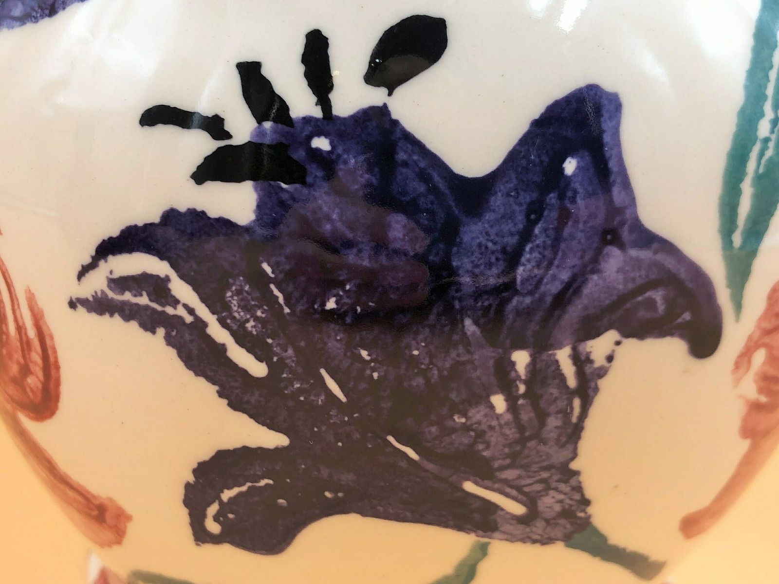 Emma Bridgewater Pottery Purple And Pink Spongeware Lilies 1.5 Pint Jug / Pitcher. C1989   90.   Free Uk Post photo buy