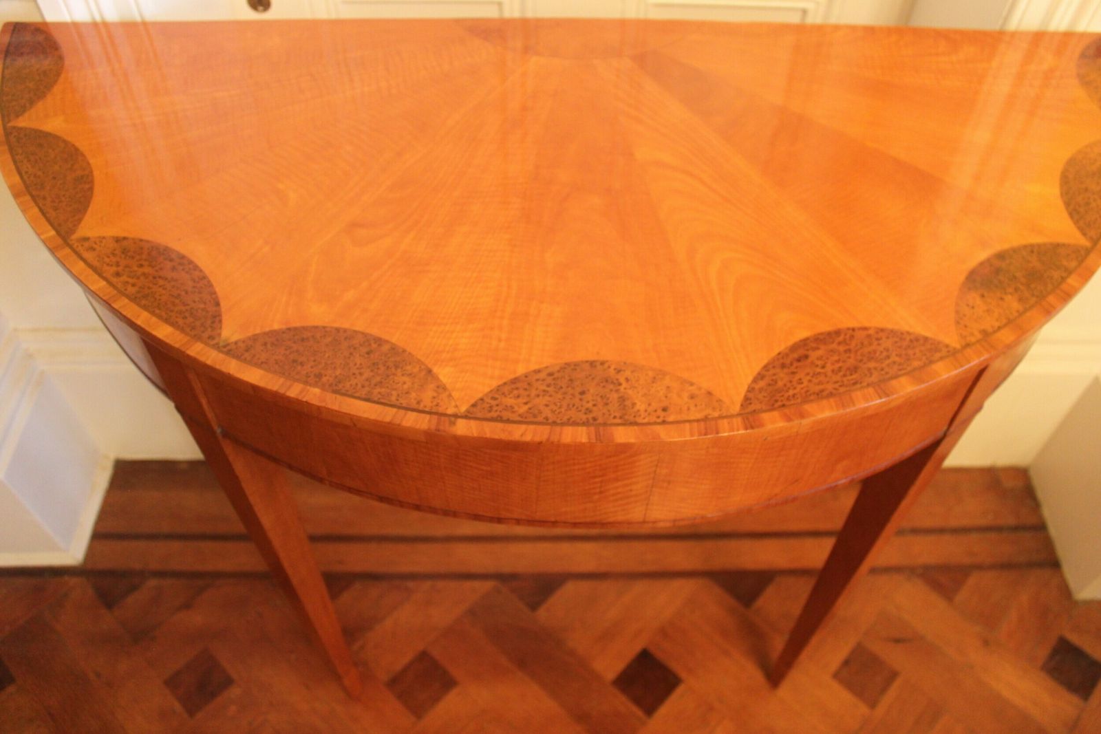 An Early 19th Century Satinwood Demi Lune Console Table photo furniture
